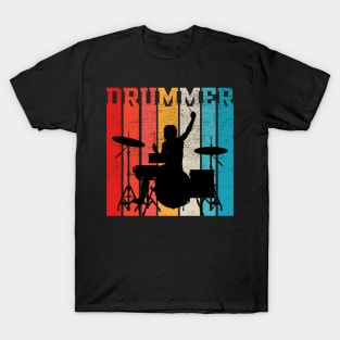 Drummer Retro Style Drum Player T-Shirt